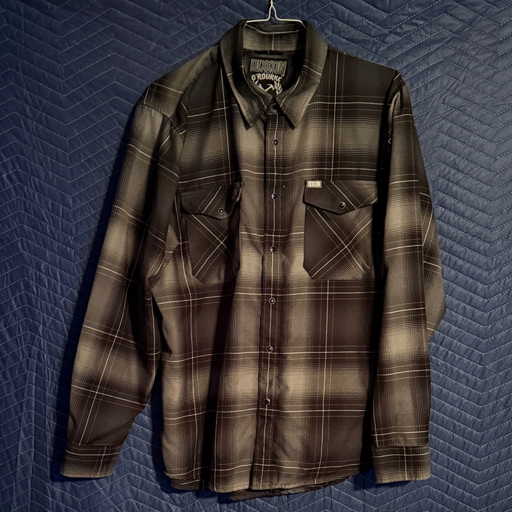 DIXXON Black and Gray Plaid Shirt